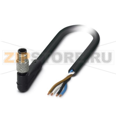 Кабель для датчика / исполнительного элемента Phoenix Contact SAC-4P-M5MR/ 3,0-PUR 4-полюсн., PUR, черный RAL 9005, Штекеры угловой M5, А-кодирование, к свободный конец, Длина кабеля: 3 м.Минимальный заказ: 1 шт.Упаковка: 1 шт.