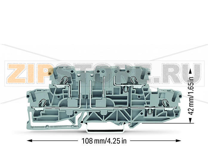 Двухуровневые базовые клеммы; L/L; для DIN-рейки 35 x 15 и 35 x 7,5; 2,5 мм; Push-in CAGE CLAMP®; 2,50 mm; серые Wago 2002-2961 