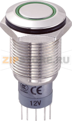 Кнопка антивандальная 250 В/AC, 3 А, 1 x вкл/вкл, с фиксацией, IP67, 1 шт TRU Components LAS2GQF-11ZE/G/12V/N/P 