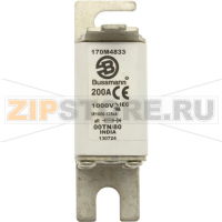 Предохранитель, 200 A, AC 1000 В, 125 кА, size 00, 30x47x98 мм, aR, DIN, IEC Eaton FUSE 200A 10