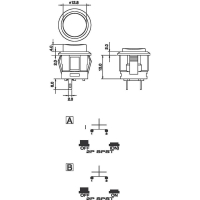 Кнопка 250 В/AC, 1.5 А, 1 x выкл/вкл, без фиксации, 1 шт TRU Components TC-R13-523A-05RT