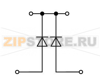 Компонентная клемма; двухуровн.; с 2 диодами 1N4007; Нижний анод; для DIN-рейки 35 x 15 и 35 x 7,5; 2,5 мм; Push-in CAGE CLAMP®; 2,50 mm; серые Wago 2002-2214/1000-489 