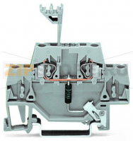Компонентная клемма; двухуровн.; с торцевой пластиной и прямым подключением к рейке; с диодом P6KE68C TVS; 48 В постоянного тока; для DIN-рейки 35 x 15 и 35 x 7,5; 2,5 мм; CAGE CLAMP®; 2,50 mm; серые Wago 280-502/281-603