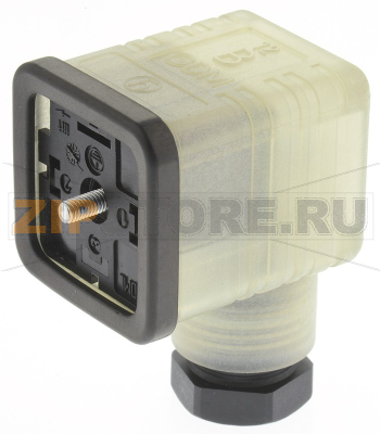 Разъем соленоидный 250 В, 2P+E, DIN 43650 A, 3 контакта, прямой Hirschmann GDML 2016 LED 230 VR YE schwarz 