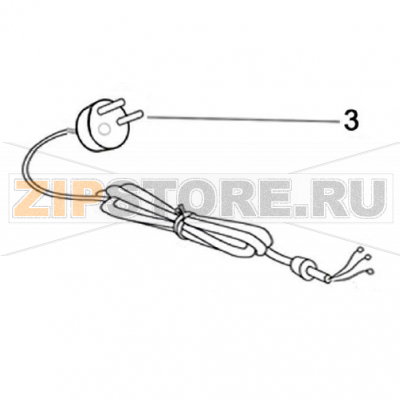 Power cord w. plug Bartscher IK 35S Power cord w. plug Bartscher IK 35SЗапчасть на деталировке под номерами: 3Название запчасти на английском языке: Power cord w. plug Bartscher IK 35S