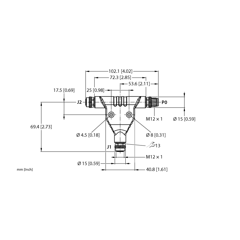 Разветвитель Т-образный Turck VT2-M12T-M4-2F4 