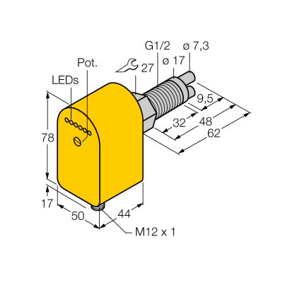 Датчик потока погружного типа с оценочной электроникой Turck FCS-GL1/2A2P-LIX-H1141/A 