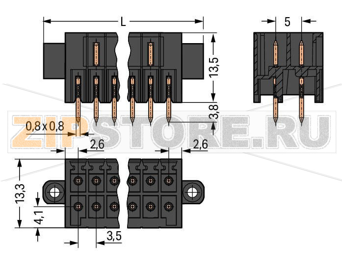 MCS MINI HD Вилка THT, 2-рядн.; 0.8 x 0.8 mm solder pin; прямые; 100% защита от неправильного подсоединения; Резьбовой фланец; Шаг контактов 3,5 мм; 2 x 9-полюсов; черные Wago 713-1409/107-000 Корпус вилок отливается из изоляционного материала, пригодного для пайки оплавлением припоя без использования свинцаРазделенные разъемы выводов предотвращают повреждения и обеспечивают вилкам защиту от касания в неподсоединенном состоянии100% защита от неправильного подсоединенияВозможны варианты кодировки...