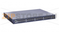 Управляемый стекируемый коммутатор уровня L2+ с поддержкой PoE 802.3af/at, 46 портов 10/100/1000BASE-T PoE, 2 порта комбо 1000BASE-T PoE\SFP, 2 порта 10GbE SFP+, 4K VLAN, 16K MAC адресов, 1 порт USB 2.0 (на передней панели), консольный порт, 2 слота