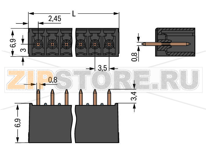 MCS MINI SL Вилка THT; 0.8 x 0.8 mm solder pin; прямые; Шаг контактов 3,5 мм; 4-пол.; черные Wago 714-134 Корпус вилок отливается из изоляционного материала, пригодного для пайки оплавлением припоя без использования свинцаРазделенные разъемы выводов предотвращают повреждения и обеспечивают вилкам защиту от касания в неподсоединенном состоянииВозможны варианты кодировки...
