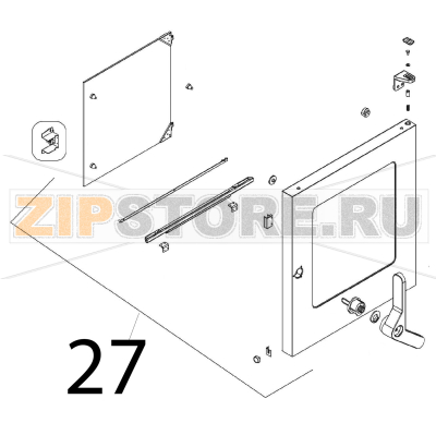 Oven door assembly Angelo Po FX61E2 Oven door assembly Angelo Po FX61E2Запчасть на деталировке под номером: 27