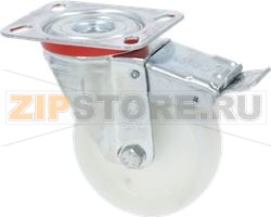 RUOTA GIREV.D.100 NYLON BIANCO C/FRENO 