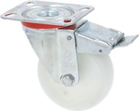 RUOTA GIREV.D.100 NYLON BIANCO C/FRENO