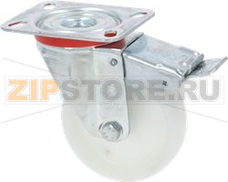 RUOTA GIREV.D.100 NYLON BIANCO C/FRENO 