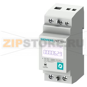 SENTRON, измерительный инструмент, 7KT PAC1600, LCD, L-N: 230 V, 63 A, DIN-рейка, 1-фаз., Modbus RTU/ASCII + MID, прямая / активная / реактивная Siemens 7KT1652 