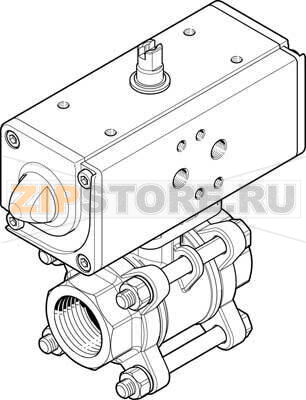 Кран шаровой с приводом Festo VZBA-3/8&quot;-GG-63-T-22-F0304-V4V4T-PP15-R-90-C 