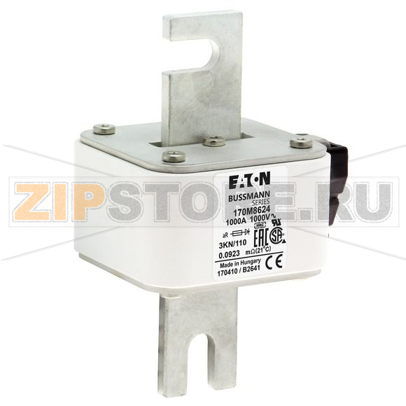 Предохранитель, 1000 A, AC 1000 В, 125 кА, DIN 3, 74x92x138 мм, aR, DIN, IEC Eaton FUSE 1000A 1 