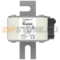 Предохранитель, 1400 A, AC 690 В, 200 кА, 3, aR, DIN, IEC Eaton FUSE 1400A 690V 3KN/80 AR UC
