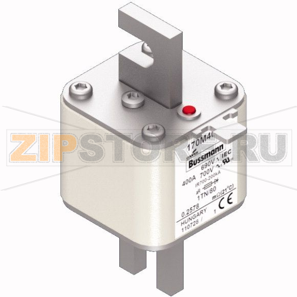 Предохранитель, 400 A, AC 690 В, 200 кА, DIN 1, 53x66x108 мм, aR, DIN, IEC Eaton FUSE 400A 690V 