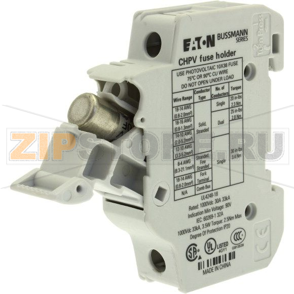 Держатель предохранителя, 32 A, DC 1000 В, 10x38 мм, gPV, 1P, UL, IEC Eaton 1P MFH For 10x38 gPV 