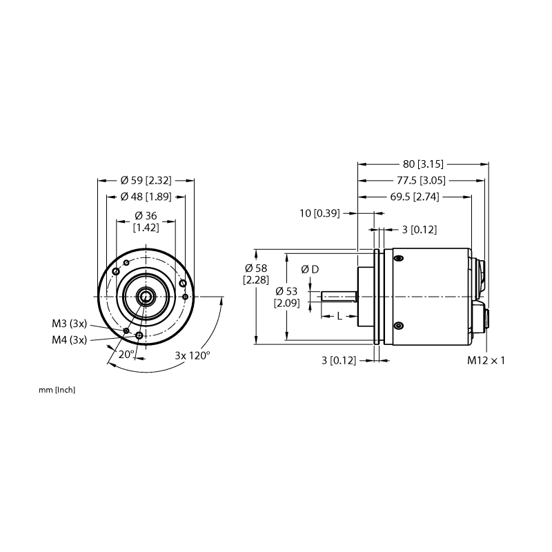 Энкодер абсолютный, многооборотный Turck REM-E-105T10C-9E43B-B3M12 