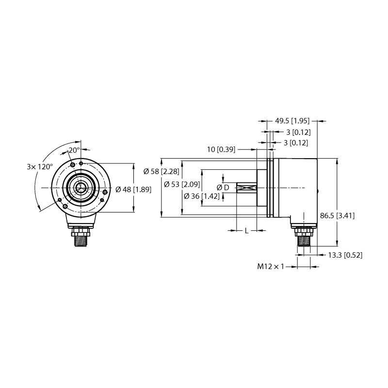 Энкодер абсолютный, однооборотный Turck RES-186S6C-3C13B-H1181 