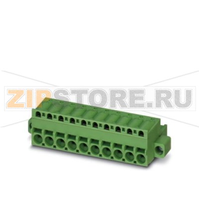 Вилочная часть Phoenix Contact FKCS 2,5/ 5-STF Номинальный ток: 12 А, Расчетное напряжение (III/2): 320 В, Полюсов: 5, Размер шага: 5 мм, Технология подключения: Пружинные зажимы, Цвет: зеленый, Поверхность контакта: олово.Минимальный заказ: 50 шт.Упаковка: 50 шт.
