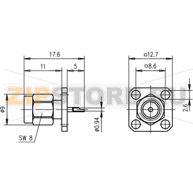 Разъем SMA, 50 Ом, 1 шт Telegärtner J01150A0191 