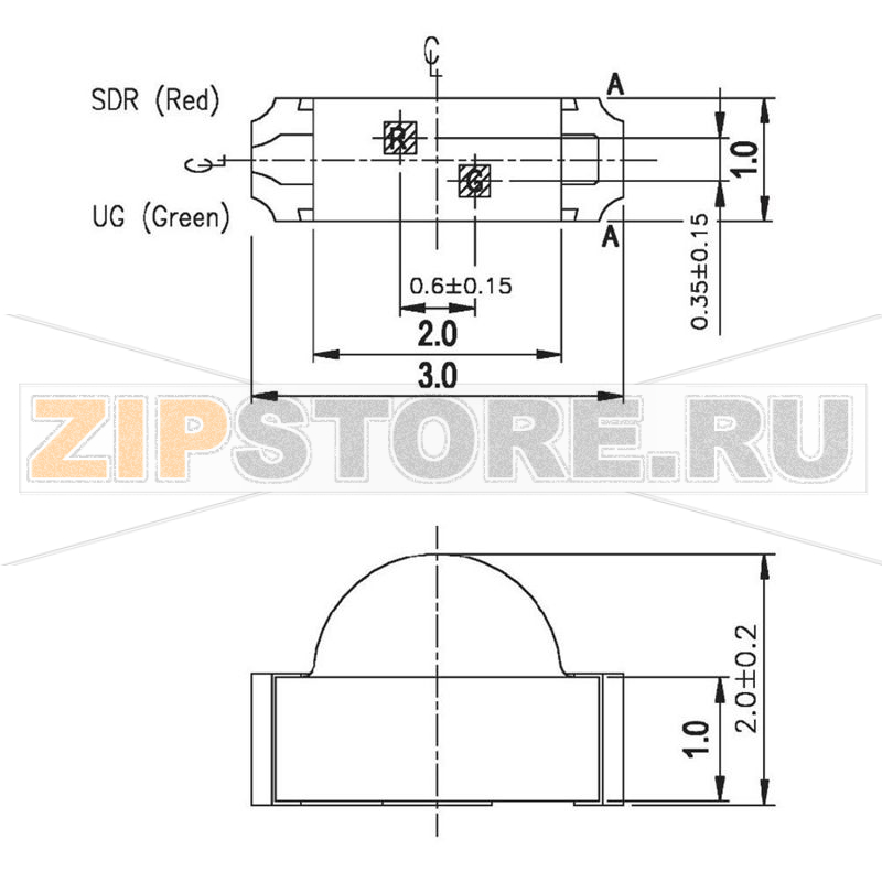 Светодиод, SMD, многоцветный, красный, зеленый, 30 мкд, 16 мкд, 120°, 20 мА, 2.1 В Everlight Opto 