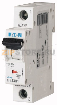 Выключатель автоматический 40А, кривая откл. D, 1 полюс, откл. способ. 10 кА Eaton PL7-D40/1 