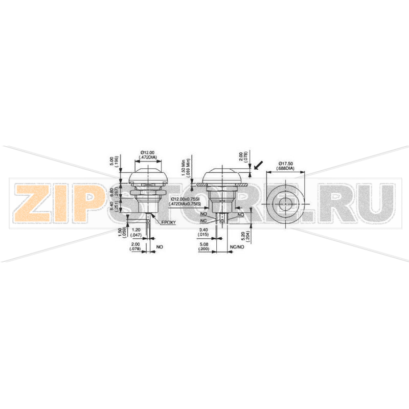 Кнопка 250 В/AC, 0.2 А, 1 x выкл/вкл, без фиксации, IP67, 1 шт APEM IPR3SAD2 
