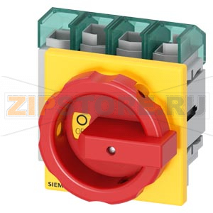 SENTRON, Molded case switch 3LD5 UL, Emergency switching-off, 4-pole, certified according to UL489 UL60947-4-1 and IEC60947-3, UL: 60A, SCCR 50kA at 480VAC, Operating power at 480VAC 3-phase: 40hp, IEC: 63A, Operating power at AC-23A at 400V: 30kW, front- 
