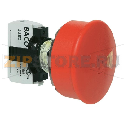 Кнопка аварийной остановки, черная, красная, 1 шт Baco L22DU01G 
