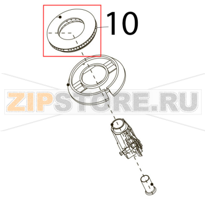 Burner cover 9 KW Tecnoinox PF105GG7 Burner cover 9 KW Tecnoinox PF105GG7Запчасть на деталировке под номером: 10