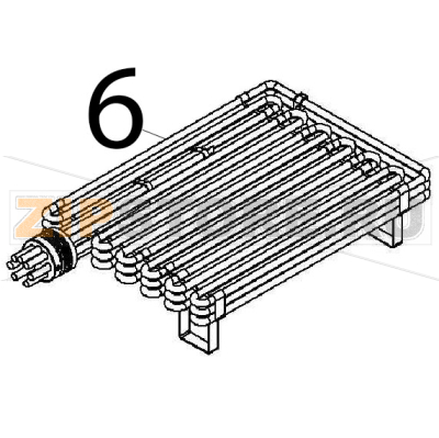 Heating element 16/17.5 kW Angelo Po 091FR1E Heating element 16/17.5 kW Angelo Po 091FR1EЗапчасть на деталировке под номером: 6