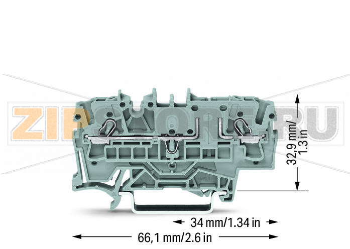 2-проводные базовые клеммы; для DIN-рейки 35 x 15 и 35 x 7,5; 2,5 мм; Push-in CAGE CLAMP®; 2,50 mm; серые Wago 2002-1661 
