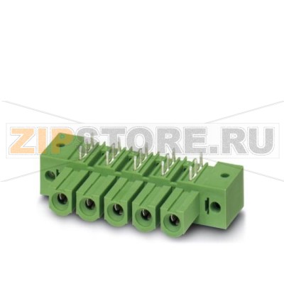 Ответная часть разъема Phoenix Contact IPC 16/ 2-GFU-10,16 Номинальный ток: 76 А, Расчетное напряжение (III/2): 1000 В, Полюсов: 2, Размер шага: 10,16 мм, Цвет: зеленый, Поверхность контакта: Серебро, Монтаж: пайка, Направление установки параллельно печатной плате вилочная часть устанавливается с переворотом под углом 180°.Минимальный заказ: 50 шт.Упаковка: 50 шт.