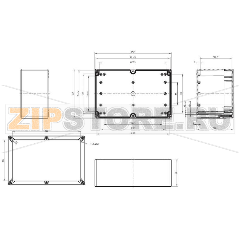 Корпус 252x162x120 мм, материал: пластик, серый, 1 шт Spelsberg TG ABS 2516-12-to 