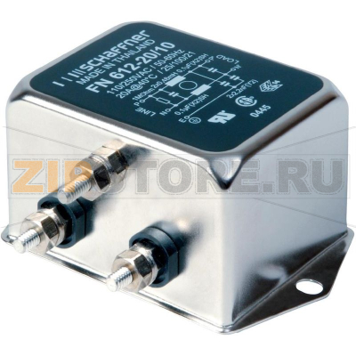 Фильтр сетевой 3 А, 1 фаза, 250 В/AC, 71x46.6x29.3 мм, 100 шт Schaffner FN 612-3-06 