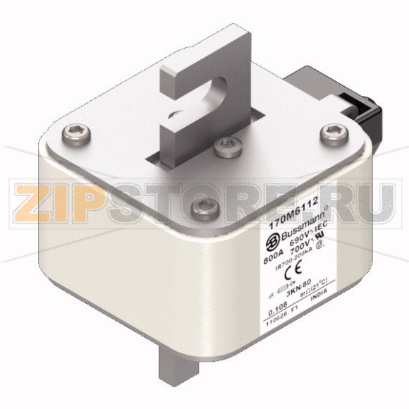 Предохранитель, 800 A, AC 690 В, 200 кА, 3, 76x92x109 мм, aR, DIN, IEC Eaton FUSE 800A 690V 3KN 