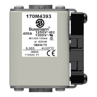 Предохранитель, 400 A, AC 1250 В, 100 кА, size 1, 53x69x74 мм, aR, IEC UL Eaton FUSE 400A 1250