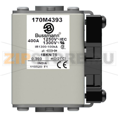 Предохранитель, 400 A, AC 1250 В, 100 кА, size 1, 53x69x74 мм, aR, IEC UL Eaton FUSE 400A 1250 