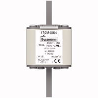 Предохранитель, 500 A, AC 690 В, 200 кА, DIN 1, 53x66x108 мм, aR, DIN, IEC Eaton FUSE 500A 690V