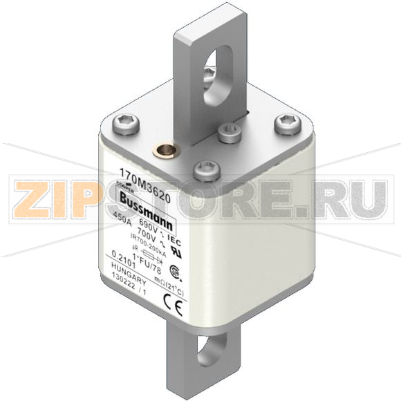 Предохранитель, 450 A, AC 690 В, 200 кА, size 1, 45x45x110 мм, aR, IEC UL Eaton FUSE 450A 690V 