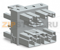 3-way distribution connector; 4-pole; Cod. B; 1 input; 3 outputs; pink Wago 770-1736