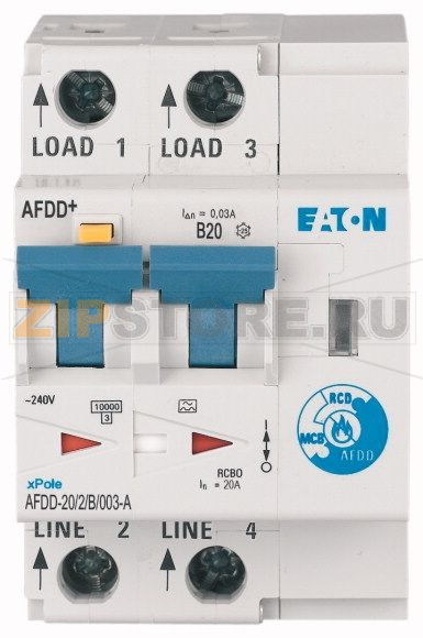 Устройство защиты от дуги, КЗ, токов утечки и перегрузки Eaton AFDD-20/2/B/003-A 