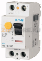 Устройство защитного отключения (УЗО), 40А, 0,3 А, 2 полюса, тип АС Eaton PF6-40/2/03