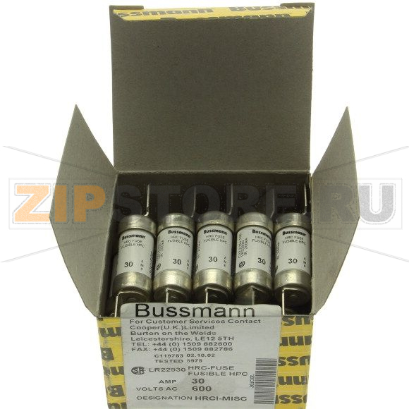 Предохранитель, 30 A, AC 600 В, DC 250 В, 200 кА, HRCI-CB, 14x61 мм, CSA Eaton 30A CANADIAN FUSE 