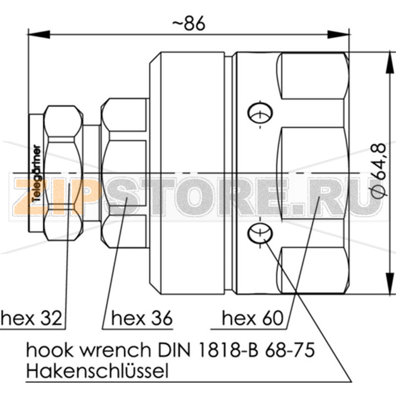 Разъем DIN 7-16, 50 Ом, 1 шт Telegärtner J01120H0088 