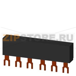 3-фазная шинка, модульное расстояние 45 mm, для 2 автоматических выключателей Siemens 3RV1915-1AB 